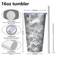 thumbnail image 4 of 16oz Tumblers Gray White Camo Pixel Pattern Stainless Steel Vacuum Insulated Double Wall Travel Tumbler Cups Mug with Lid and Straw,Cleaning Brush for Coffee,Tea, 4 of 4