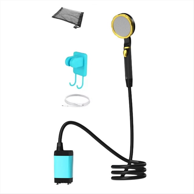 Outdoor Shower Kit Camping Shower Pump Full Screen Digital Display 7800mah Upgraded Low Noice Outdoors Shower Kit Blue