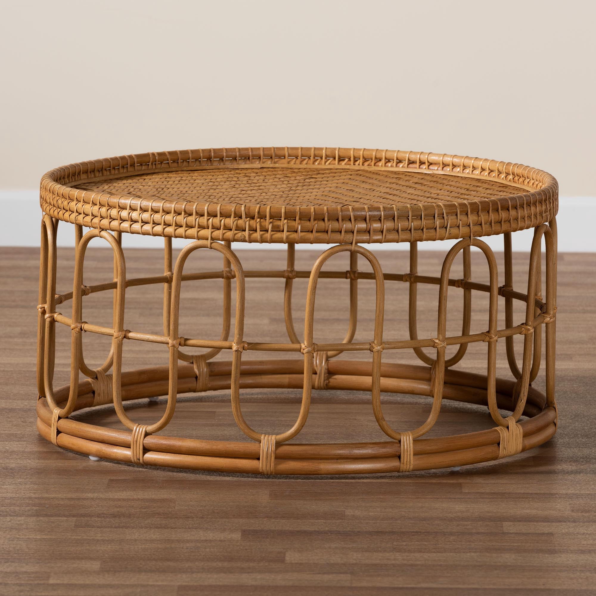 bali & pari Phoenix Rattan BOHO Coffee Tables, Light Honey