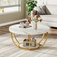 thumbnail image 6 of Tribesigns 32 Inches Round Coffee Table, Modern 2-Tier Center Table with Storage Open Shelves, Wooden Circle Coffee Table Sofa Side Table with Metal Legs, 6 of 10