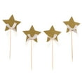 thumbnail image 3 of Paquete de 4 Púas para Cupcakes de Estrellas con Decoración de Nudo de Lazo para Bodas, Adornos para Tartas de para Oro Soledad Primeros de la torta de las estrellas, 3 of 9
