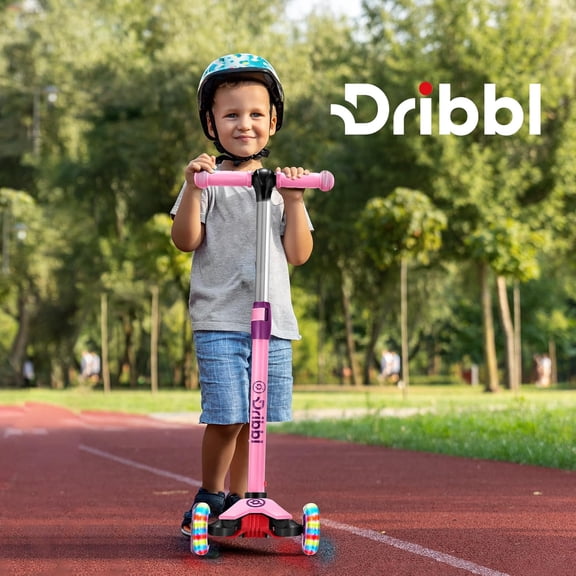 3-Wheel Kids Scooter with Lean-to-Steer, Adjustable Handlebar, Wide Deck,  and Pink