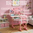 thumbnail image 3 of solautey Kids Desk and Chair Set, Ergonomic Height Adjustable Children School Study Desk with Storage, Widened Desktop, Book Stand and Drawer for Boys Girls, 3 of 8