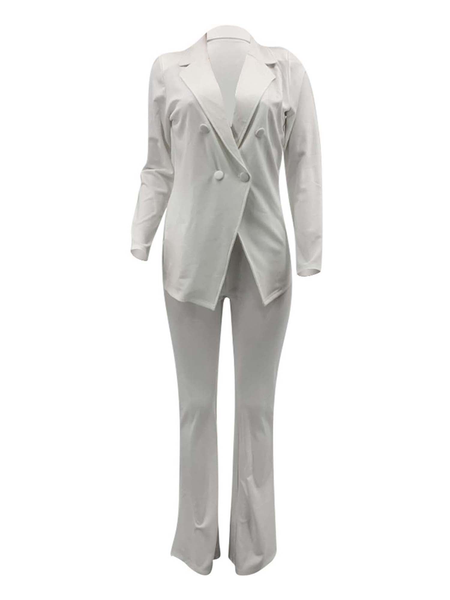 AMILIEe Women's 2 Pieces Pants Suit Jacket Formal Ladies Office Business  Blazer Coat 