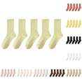 thumbnail image 4 of Lovskoo Women's Crew Socks Casual Cotton Mid-Calf Solid Color Socks Comfortable Warm Breathable Multicolor Socks 5 Pack Beige, 4 of 4