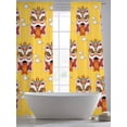 thumbnail image 5 of Chinese Wind Sheer Curtains 96 Inch Length 2 Panels Set Window Treatments, New Year Painting Lion Dance Yellow Rod Pocket Semi Curtains for Living Room/Bedroom/Kitchen Décor, 104"W x 96"L, 5 of 7