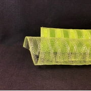 Apple Green with Gold Lines - Deco Mesh Eyelash Metallic Stripes - (21 Inch x 10 Yards)