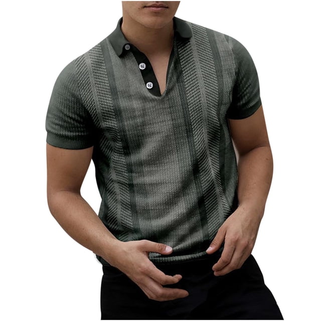 T-shirt pour Hommes à Manches Courtes T-Shirt pour Hommes à Manches Courtes Imprimé Col Rabattu Chandail T-Shirt Blouse
