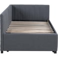 thumbnail image 3 of Twin Size Upholstered Daybed with Trundle Sofa Bed Frame No Box Spring Needed, Linen Fabric, Gray, 3 of 8