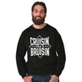 thumbnail image 3 of Cruisin For a Bruisin Fight Rebel Punk Men's Big & Tall Crewneck Sweatshirt Brisco Brands 2X, 3 of 5