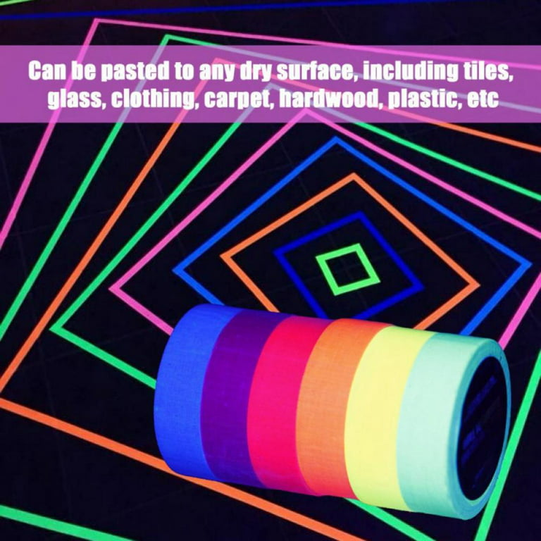 6 Farben Neon Gaffer Stoffband, Fluoreszierendes UV Schwarzlicht Leuchten  im Dunklen Klebeband für UV Party 15mm * 5m