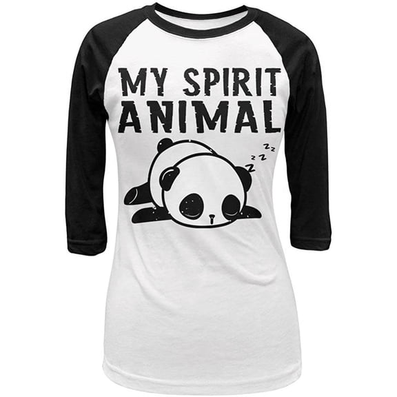 My Spirit Animal Tired Panda Cute Juniors 3/4 Sleeve Raglan T Shirt