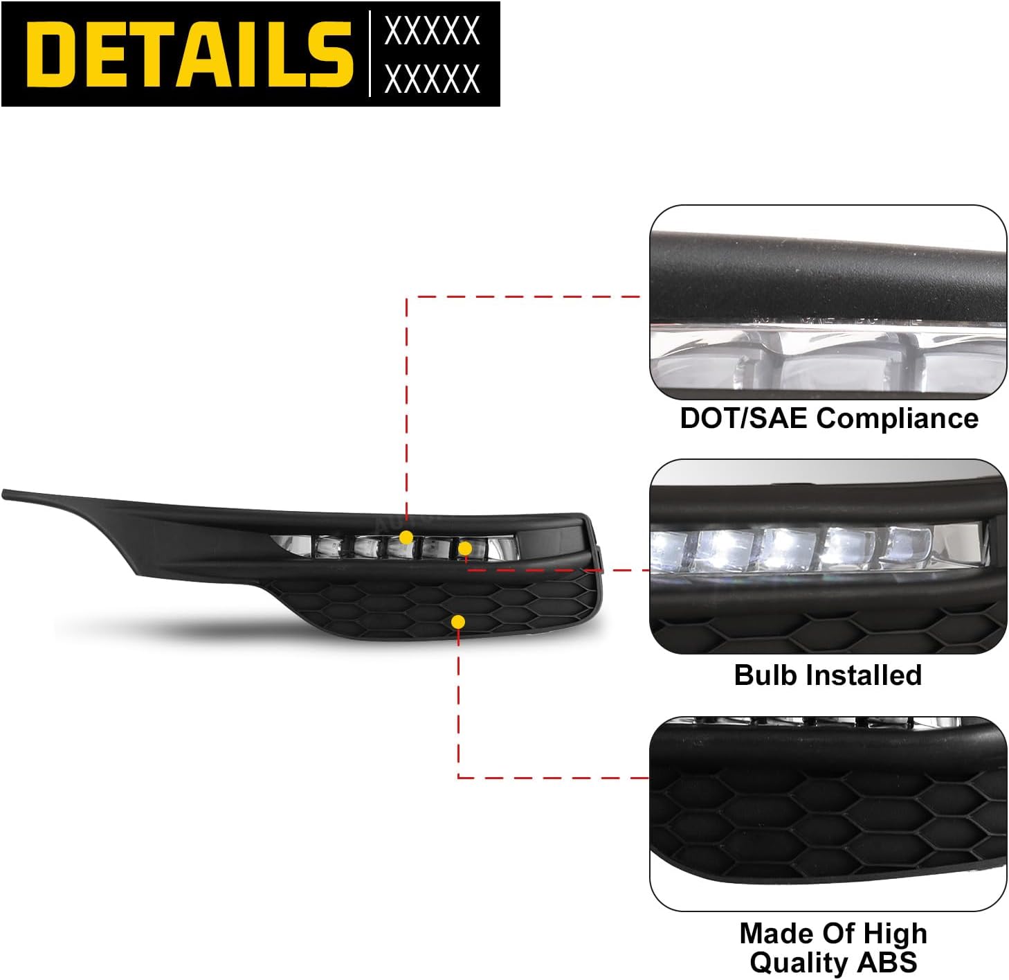 Fog Lights Assembly for Honda Accord Sedan 2016 2017,OEM Replacement Fog Lamps Clear Lens