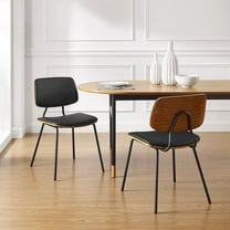 Black Faux Leather Modern Bentwood Dining Side Chair with Metal Legs in Dining Room
