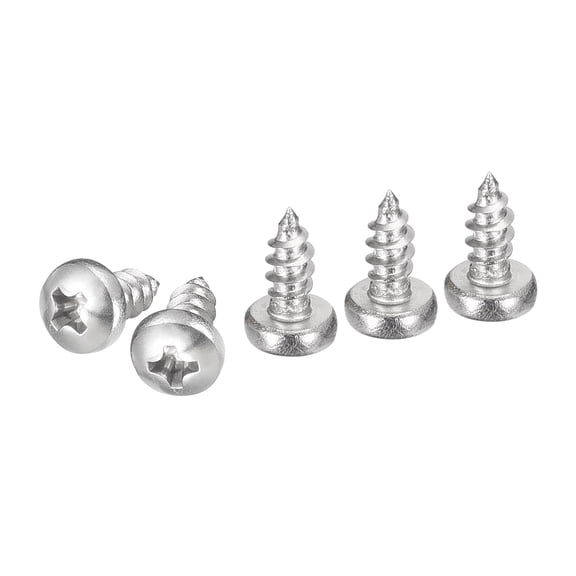 Uxcell #4x1/4" Phillips Pan Head Self-tapping Screw - 25Pack - 304 Stainless Steel
