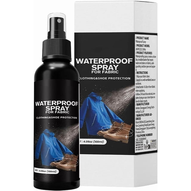 Spray para telas: protector transpirable de larga duración para ropa, zapatos, mochilas, tiendas de campaña, 120 ml de agua, portátil, para interiores, sofás, alfombras y tapicería.