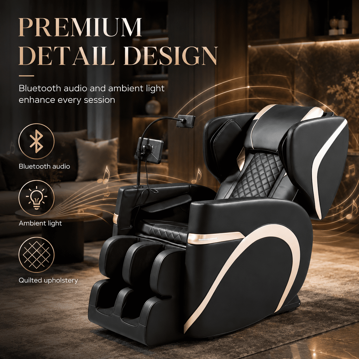 Aenkyo Full Body Zero Gravity Massage Chair Recliner with 8 Fixed Rollers, Foot Massage and Heating, Black