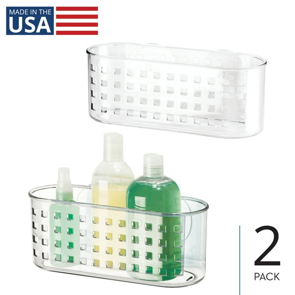 Plastic Suction Cup Shower Basket for Bathroom Storage - Holds Shampoo or Conditioner Bottles and Body Wash - Made in USA