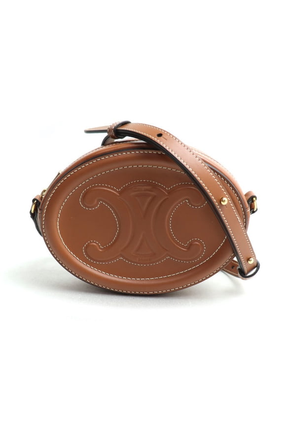 Pre-Owned CELINE Oval Purse Cuir Triomphe Crossbody Shoulder Bag Tan 10I703DPQ Women's (Good)