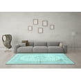 thumbnail image 3 of Ahgly Company Indoor Square Medallion Light Blue Traditional Area Rugs, 7' Square, 3 of 4