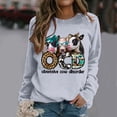 thumbnail image 1 of TINZ Sweat à Capuche Léger pour Femmes, Motif Vache Mignon, Col Rond, Manches Longues, Fermeture Éclair Complète, Crop Top, 1 of 3