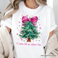 thumbnail image 2 of Glitter Christmas Tree Coquette Bow T‑Shirt, O Come Let Us Adore Him Holiday Tee, 2 of 8