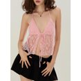 thumbnail image 5 of LMLYSoH Women Tank Tops Lace Tie-Up Halter Neck Casual Vests Summer Backless Sleeveless Tops Streetwear, 5 of 8