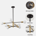 thumbnail image 6 of KAISITE 8-Light Modern Black  Gold Corded Electric Sputnik Chandelier, 6 of 13