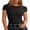 Black, variant on Women Short Sleeve Tops Summer 2026 Double Lined Crewneck T Shirt Basic Tight Workout Tee Y2k Clothes Black Small