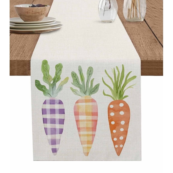 Vintage Carrot Table Runner 70 Inches, Stripes Radish Farmhouse Bed Runner Dresser Scarves Tabletop for Indoor Outdoor Parties/Ceremony/Banquet, 13" x 70"