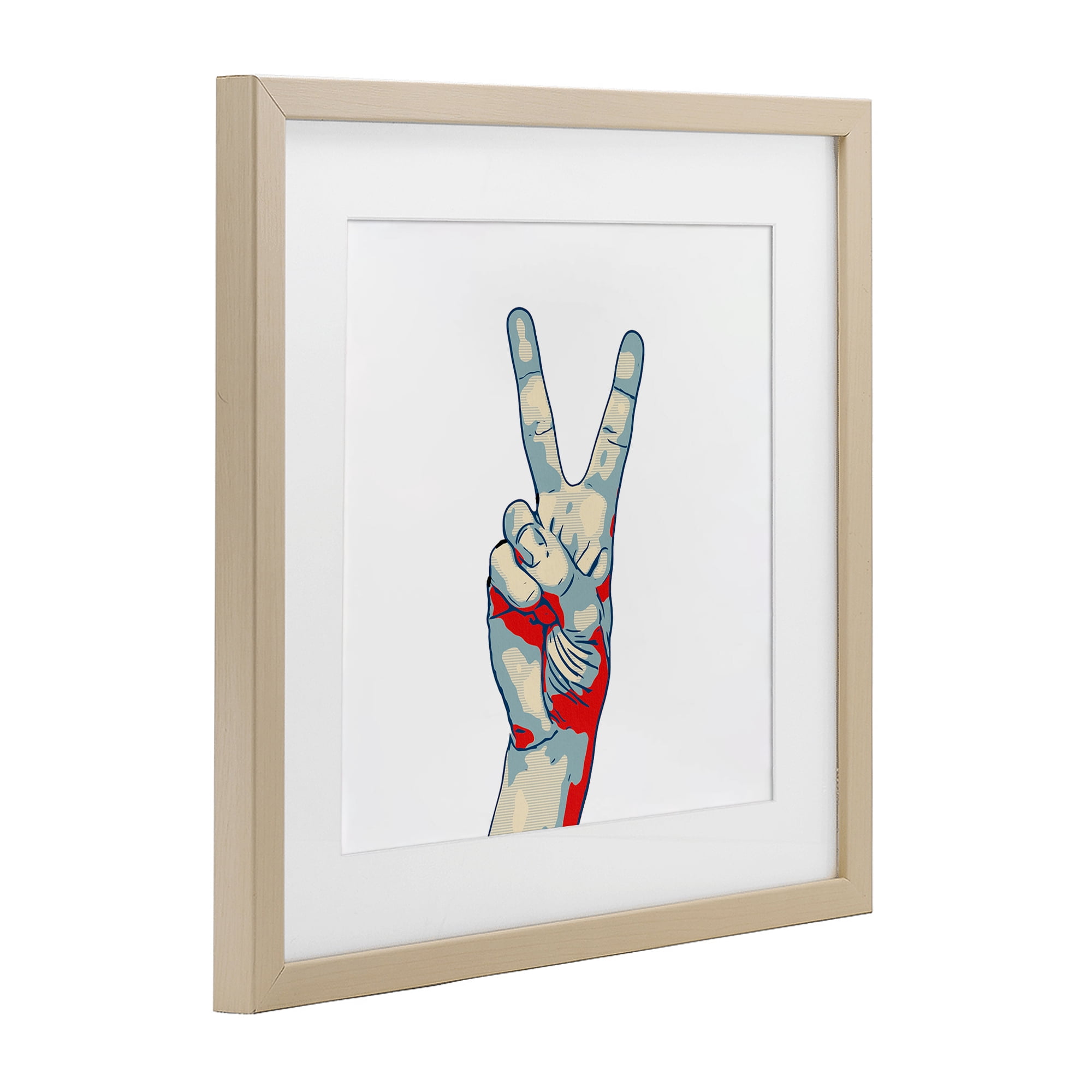 Stupell Industries Pop Style Peace Gesture Birch Framed Print Under Glass, design by Kim Curinga