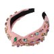 thumbnail image 1 of Diadema anudada retro con diamantes de imitación, diadema ancha antideslizante para niñas y mujeres, rosa 5.12 "x1.26", 1 of 8