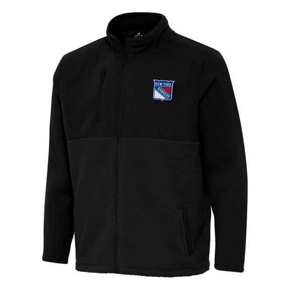 Men's Antigua Black New York Rangers Daily Fused Full-Zip Jacket