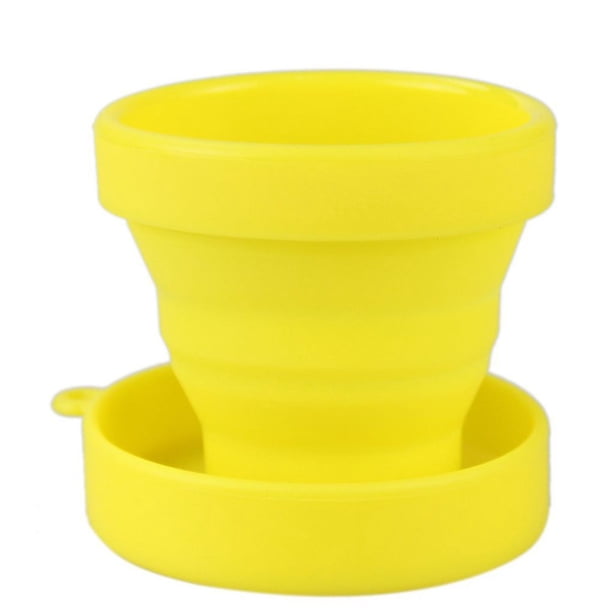 Bearachild Taza plegable de silicona para protección del medio ambiente, taza telescópica para viajes, Camping, escuela, exterior, Color Macron, Utensilios de cocina amarillo
