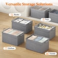 thumbnail image 3 of Lifewit Fabric Storage Boxes 6 Pcs, Stackable Storage Bins with Clear Lids, Foldable Oxford Cloth Cube Closet Organizer Baskets, Clothes Containers for Towels, Blankets, Books, Light Gray-Large, 3 of 12