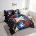 thumbnail image 3 of jejeloiu Lightsaber Fashion Games 7-Piece Twin Bedding Sets,Watercolor Graffiti Art Bedding Comforter Set,Colorful Ink Sheet Sets For Teens,Luxury Bedroom Decor Reversible, 3 of 8