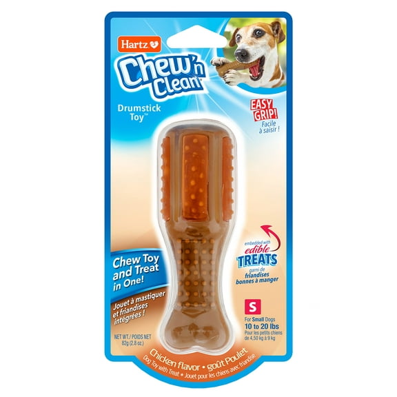 Hartz Chew ‘n Clean Drumstick Dog Chew Toy, Chicken Flavored, Nylon, Small, 1 ct