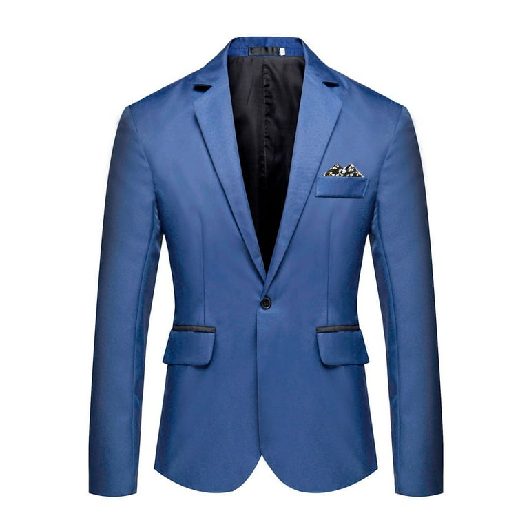 Mens Blue Casual Blazer Elegant Wedding Evening Party Dinner Formal Blazer  Coat 