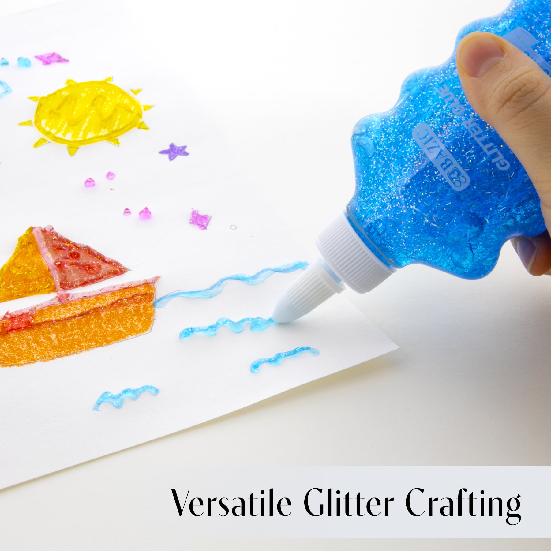 BAZIC Glitter Glue 6 Neon Color Non-Toxic (6.8oz/Pack), 6-Packs
