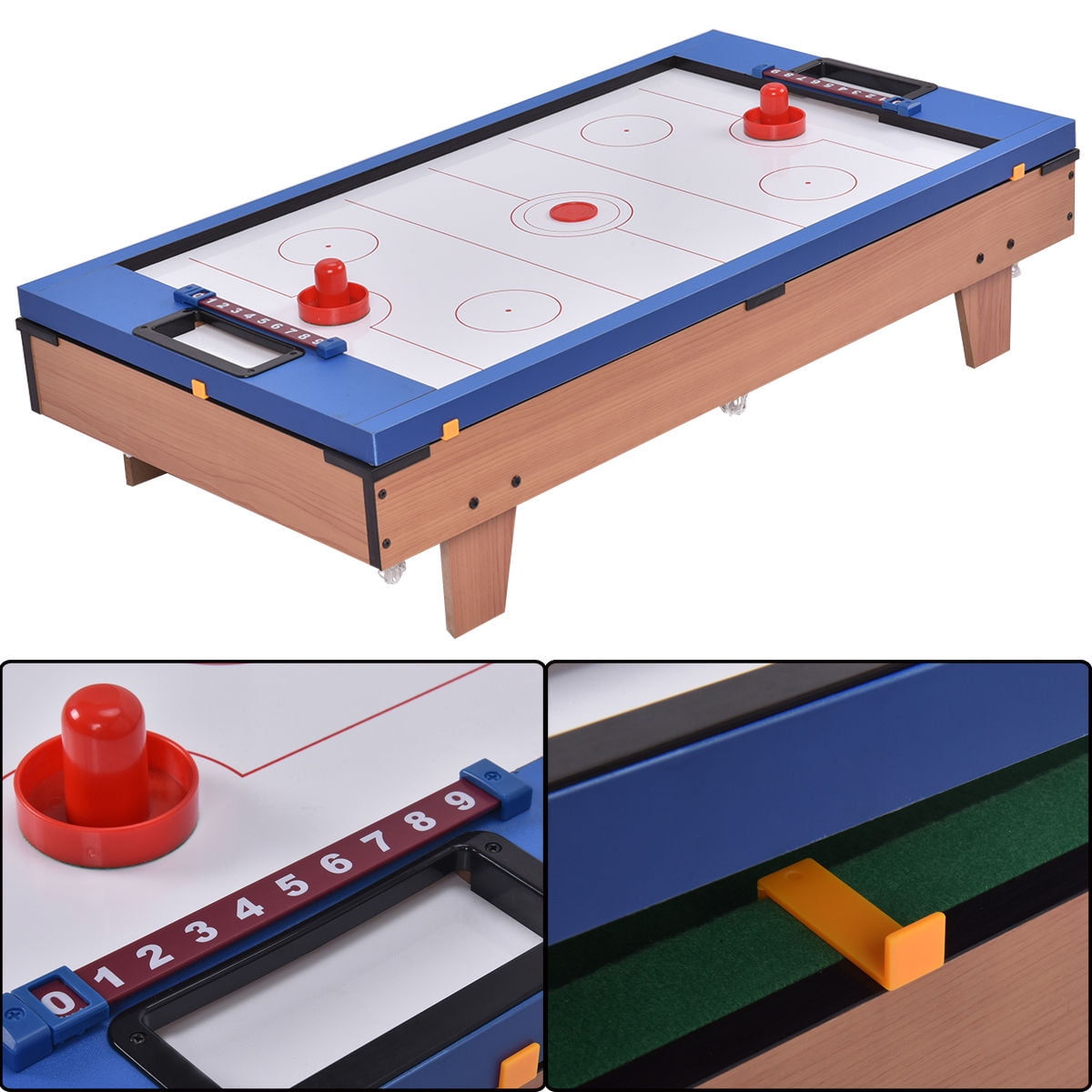 4 In 1 Multi Game Air Hockey Tennis Football Pool Table Billiard Swivel Indoor