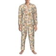 thumbnail image 3 of Picia Vintage Nautical Pattern Men’s Long-Sleeve Sleepwear Set - Soft 2-Piece Loungewear with Pockets, Comfy PJs for Relaxing Nights-XX-Large, 3 of 7