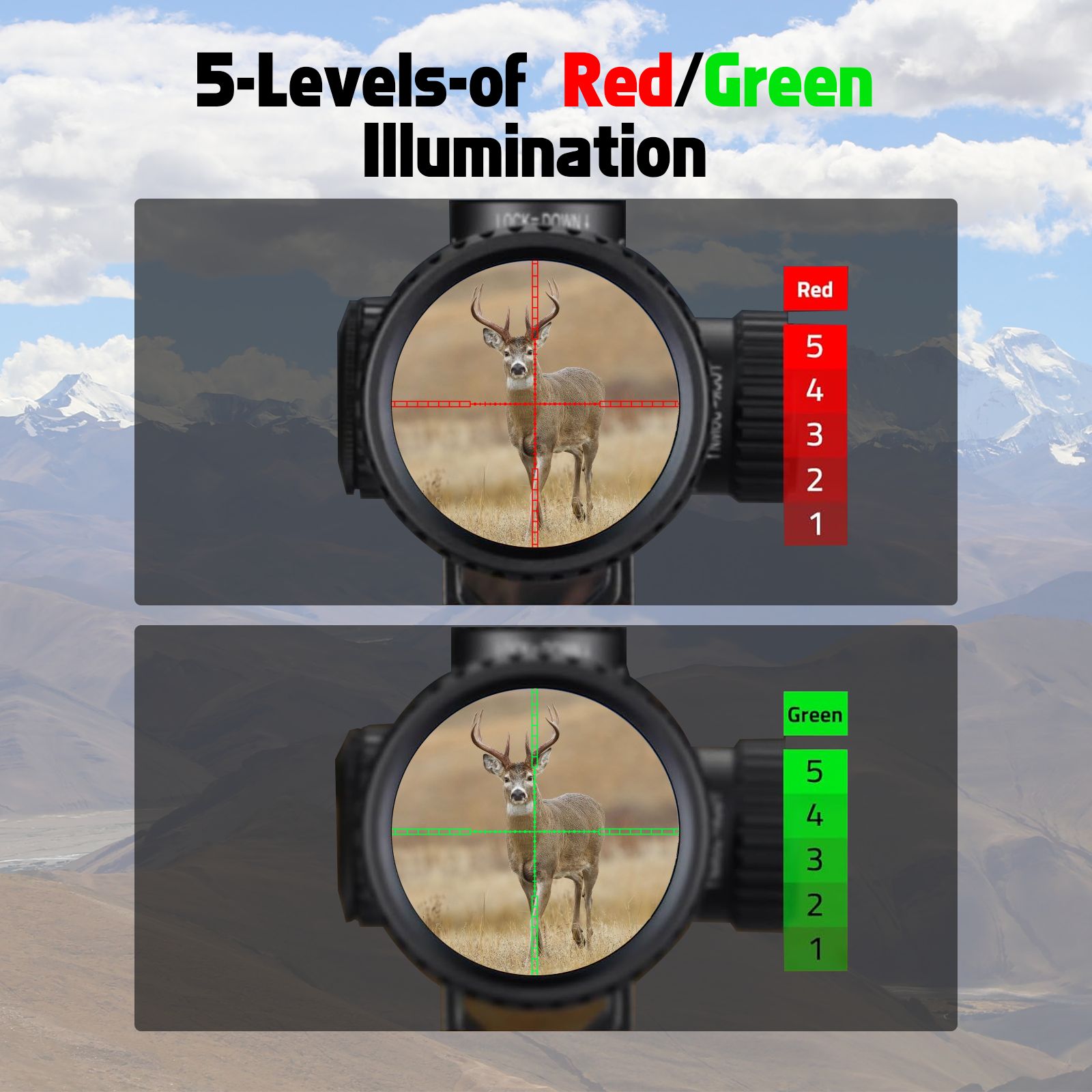Rifle Scope 3X28, Compact Scope, for Crossbows and Rifles, with Red/Green Illuminated Reticle, Green Lens, Fast Focus Eyepiece, 30mm One-Piece Tube