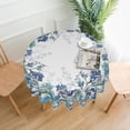 thumbnail image 3 of Watercolor Blue Leaf Round Tablecloth Summer/Spring Flowers Decorative Table Cloth 60 Inch Polyester Fabric Farmhouse Floral Table Cover for Home Sofa Kitchen Outdoor Indoor Party, 3 of 6