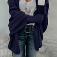 thumbnail image 6 of Honeeladyy Fall Cardigan Sweaters for Women Oversized Chunky Kimono Slouchy Wrap Batwing Sleeve Open Front Outwear Coat Navy XXL, 6 of 9