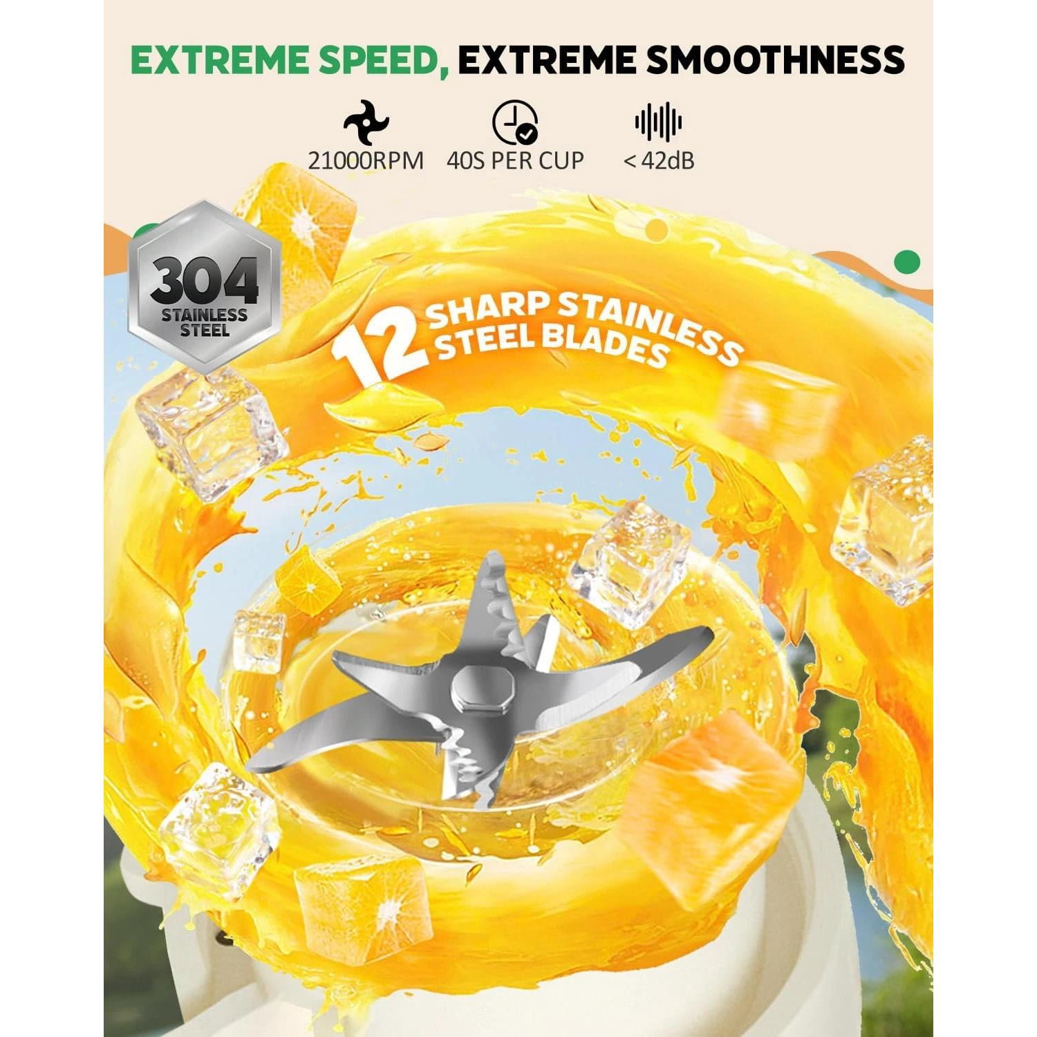Portable Blender for Smoothies, BPA Free Mini Blender for Mixing Protein Powder,