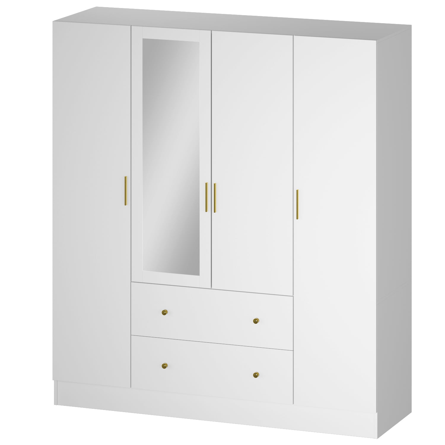 OxyLife Large Storage Cabinet with Mirror and 2 Drawers, Bedroom Armoire