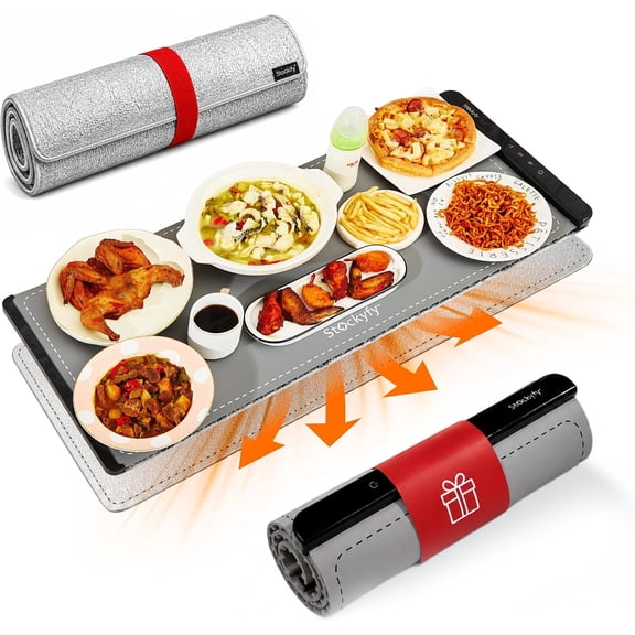 Extra Large Warming Mat for Food, 36x15 Inch Electric Food Warming Mat & Food Warmers for Parties Buffet - Fits More Dishes, 6 Temp & 6 Timer Settings, Child Lock, Countertop Safe (Silver Grey)
