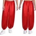 thumbnail image 5 of Aislor Girls Satin Bloomers Belly Dance Loose Solid Color Harem Pants Halloween Indian Arabic Trousers Red 12, 5 of 6