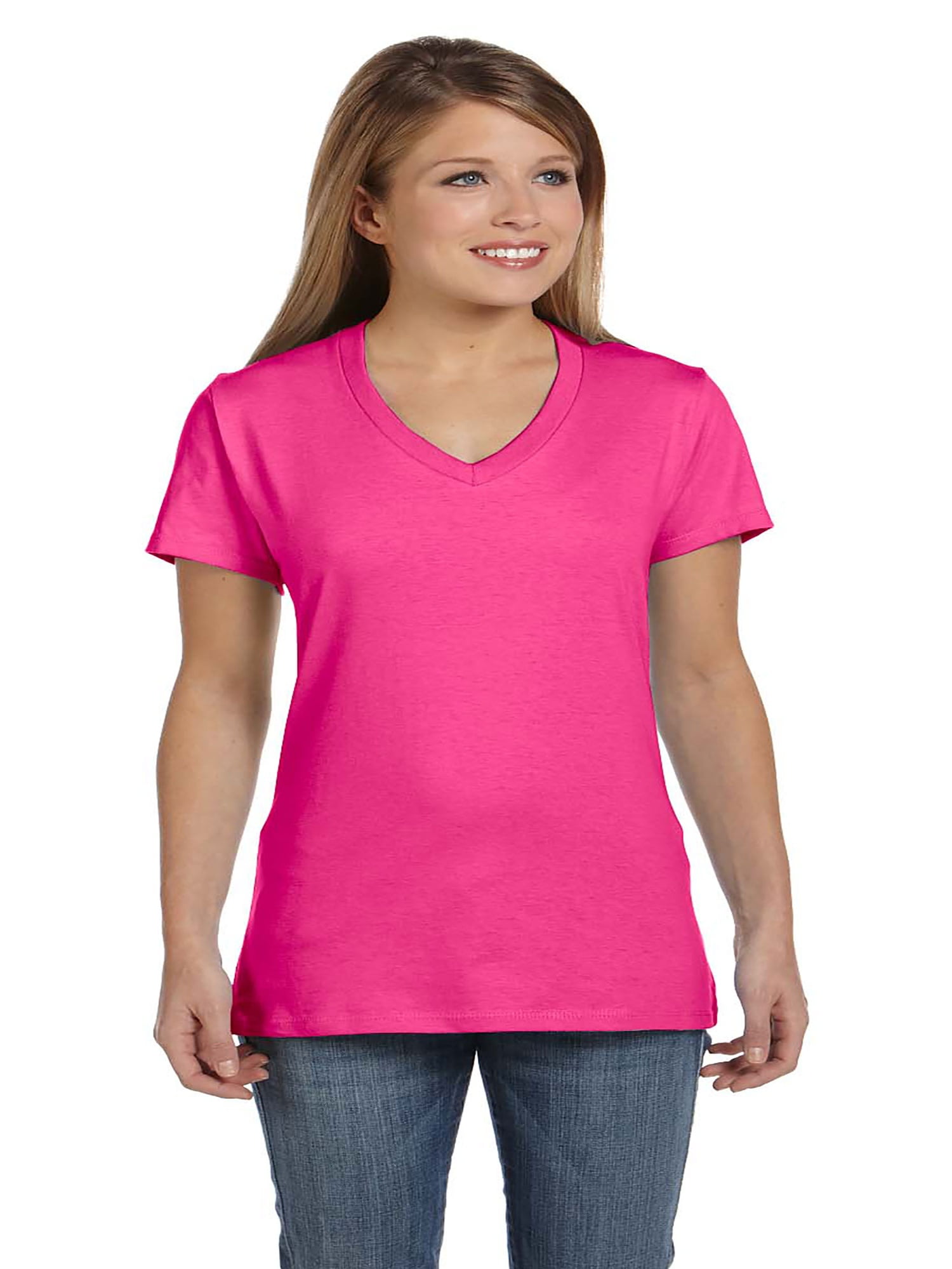 Hanes Women's Nano-T V-Neck T-Shirt, Style S04V - Walmart.com