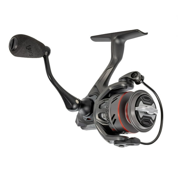 Lew’s Speed Spin CRX Spinning Fishing Reel, Size 75 Reel, 8 1 Bearings, 5.2:1 Gear Ratio, Graphite Frame and Sideplate, Solid Brass Speed Gears, Speed Lube, Multi-Disc Drag, Gray/Red